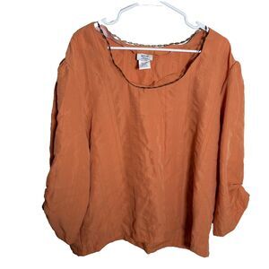 Disney Blouse Women's 2X Orange Chain Round Neck Textured Shirt Top